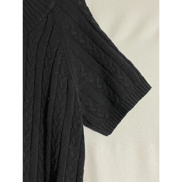 Lane Bryant 14/16w Long Black Cotton Blend Knit Cardigan Sweater Short Sleeve - Picture 4 of 10